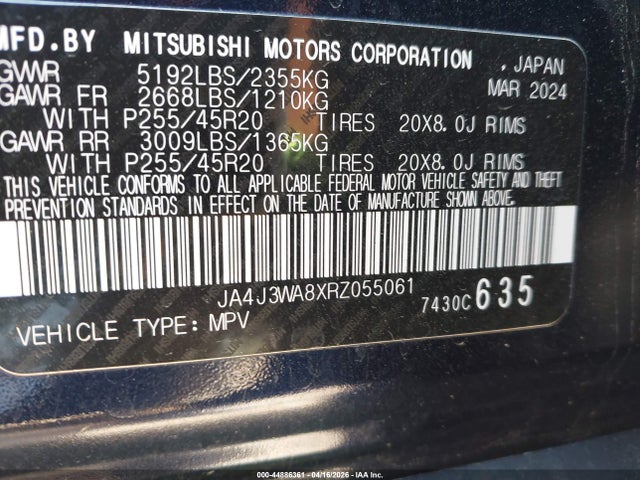 Продаж на аукціоні авто 2024 Mitsubishi Outlander Sel 2.5 2wd, vin: JA4J3WA8XRZ055061, номер лоту: 44886361