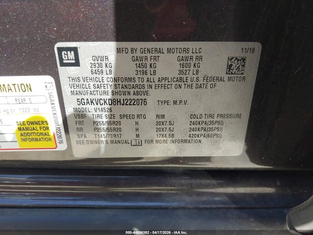 5GAKVCKD8HJ222076 Buick Enclave Premium