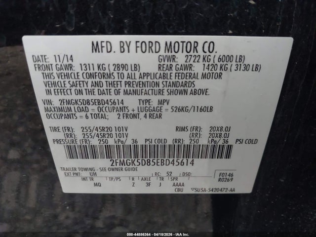 Ford Flex Limited 2014 2FMGK5D85EBD45614 Image 9