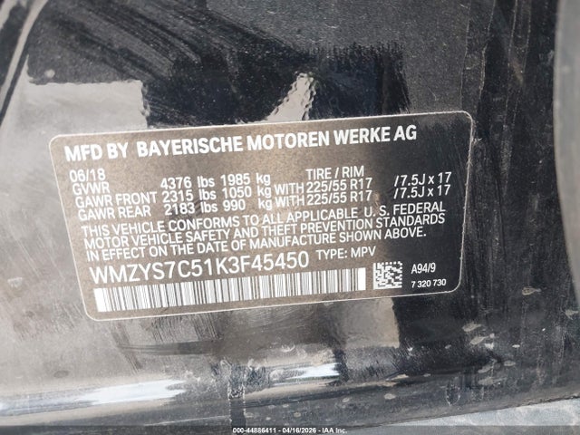 Aukcja sprzedaży 2019 Mini Countryman Cooper, vin: WMZYS7C51K3F45450, numer aukcji: 44886411