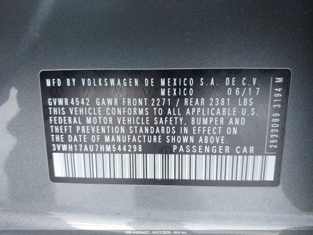 3VWH17AU7HM544298 Volkswagen Golf Alltrack Tsi S/tsi Se/tsi Sel