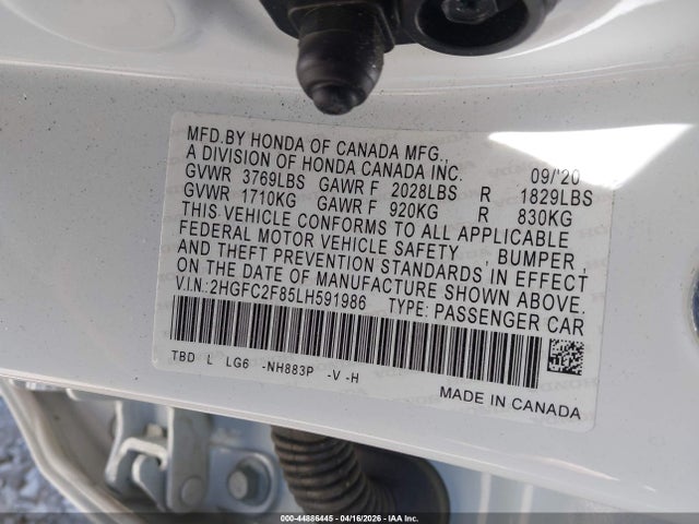 2HGFC2F85LH591986 Honda Civic Sport
