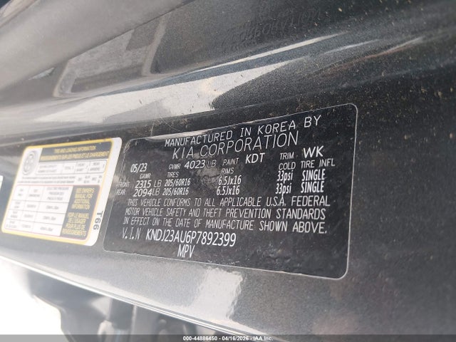 Aukcja sprzedaży 2023 Kia Soul Lx, vin: KNDJ23AU6P7892399, numer aukcji: 44886450