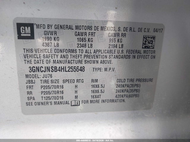 Chevrolet TRAX LS 2017 3GNCJNSB4HL255648 Image 9