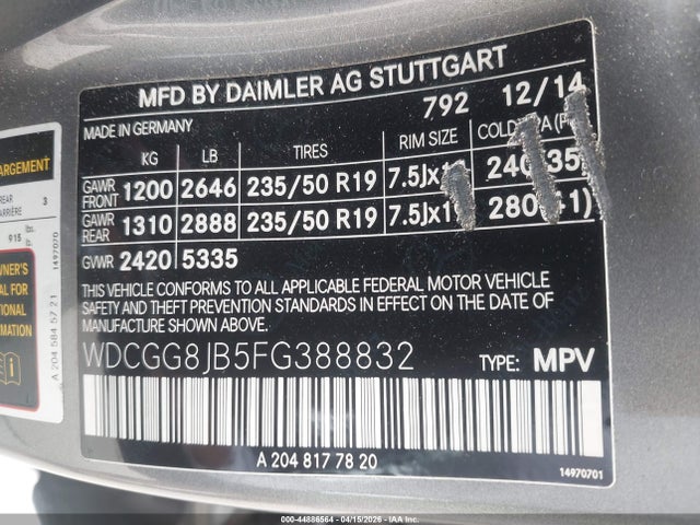 2015 MERCEDES-BENZ GLK 350 WDCGG8JB5FG388832 Photo 8