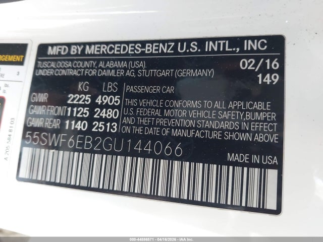 55SWF6EB2GU144066 Mercedes-Benz C 450 Amg 4matic