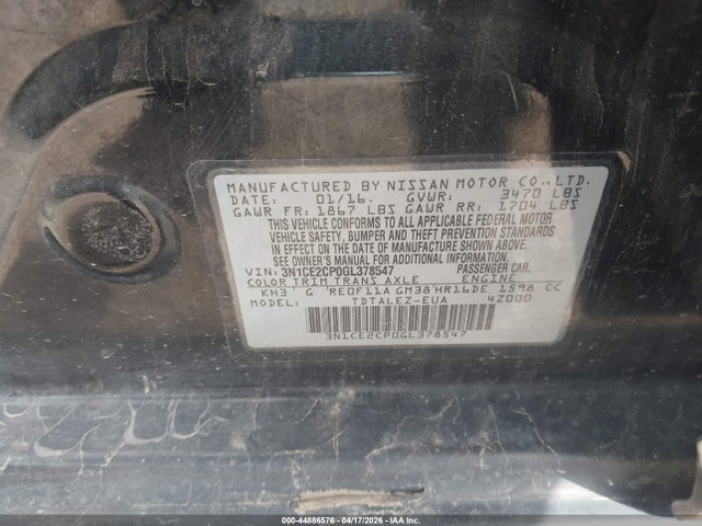Aukcja sprzedaży 2016 Nissan Versa Note S (sr)/s Plus/sl/sr/sv, vin: 3N1CE2CP0GL378547, numer aukcji: 44886576