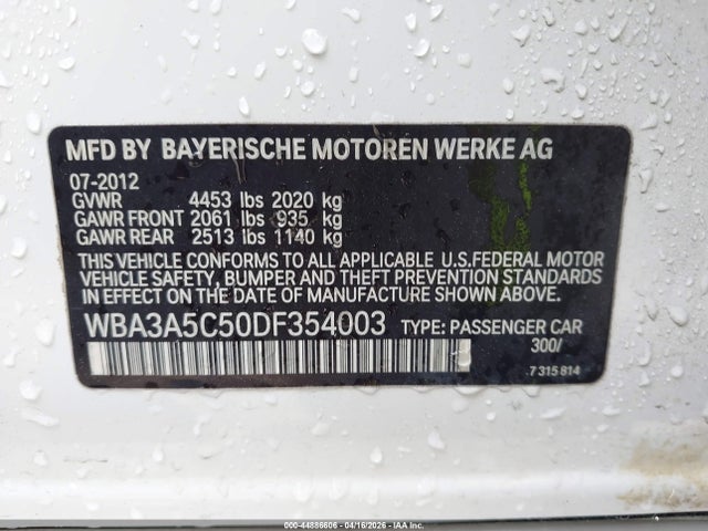 Auction sale of the 2013 Bmw 328i, vin: WBA3A5C50DF354003, lot number: 44886606