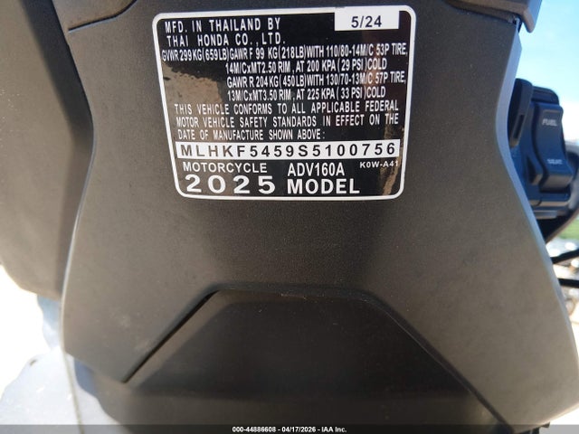MLHKF5459S5100756 Honda Adv160 A