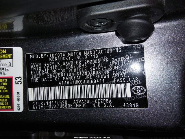 4T1B61HK0JU069411 Toyota CAMRY XSE