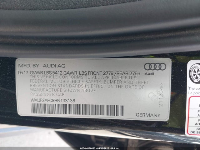 Продаж на аукціоні авто 2017 Audi A6 3.0t Premium Plus, vin: WAUF2AFC9HN133136, номер лоту: 44886630