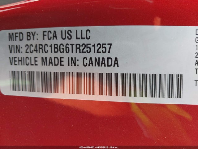 Продаж на аукціоні авто 2026 Chrysler Pacifica Select, vin: 2C4RC1BG6TR251257, номер лоту: 44886633
