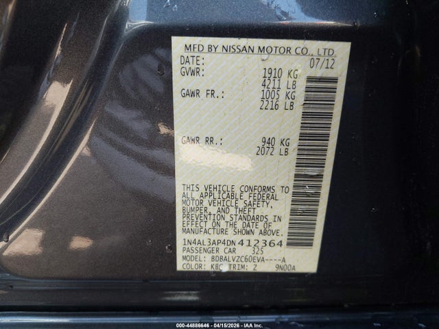 2013 NISSAN ALTIMA 1N4AL3AP4DN412364 Photo 8