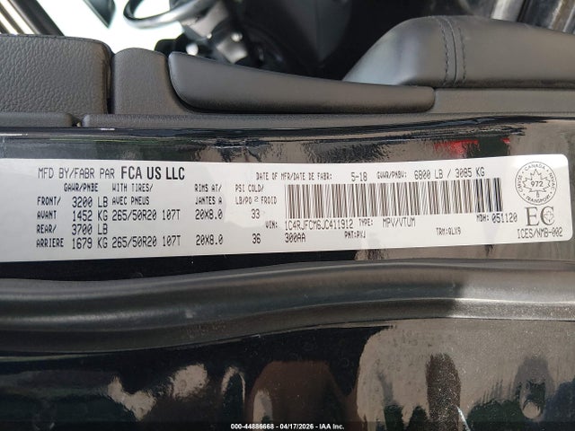 1C4RJFCM6JC411912 Jeep Grand Cherokee Overland