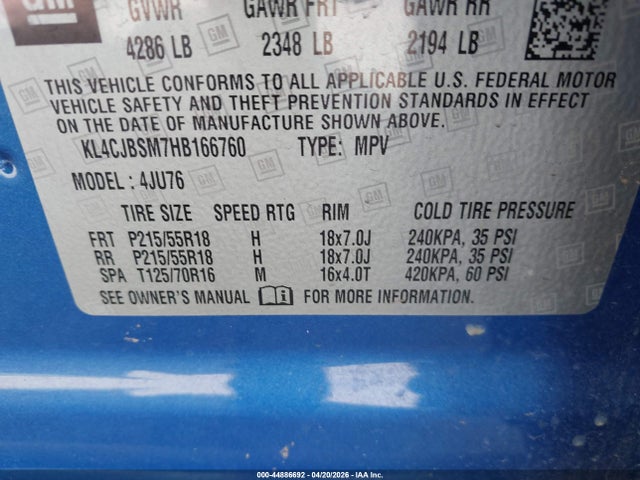 Aukcja sprzedaży 2017 Buick Encore Preferred Ii, vin: KL4CJBSM7HB166760, numer aukcji: 44886692
