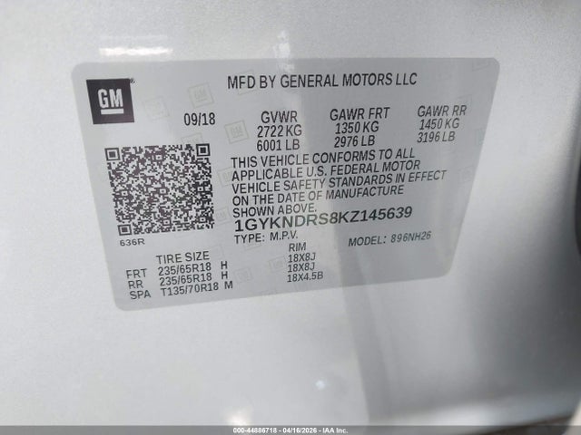 Продажа на аукционе авто 2019 Cadillac Xt5 Luxury, vin: 1GYKNDRS8KZ145639, номер лота: 44886718