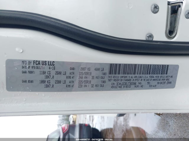 2018 Jeep Compass Limited 4x4 მანქანა იყიდება აუქციონზე, vin: 3C4NJDCB2JT365906, აუქციონის ნომერი: 44886731