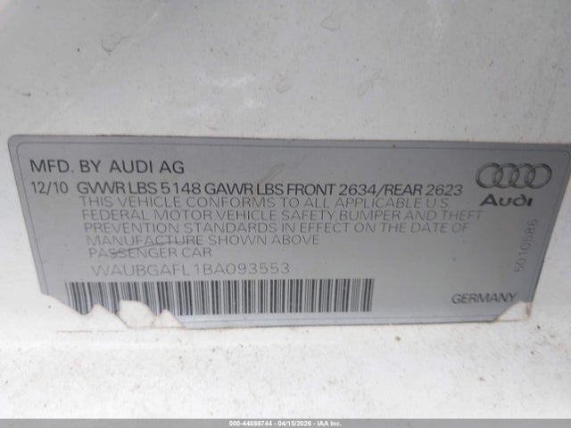 2011 AUDI S4 WAUBGAFL1BA093553 Photo 8