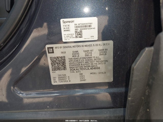 Aukcja sprzedaży 2018 Gmc Terrain Sle, vin: 3GKALTEV1JL404998, numer aukcji: 44886811