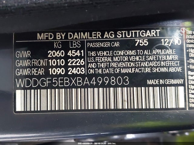 44886821 :رقم المزاد ، WDDGF5EBXBA499803 vin ، 2011 Mercedes-benz C 300 Sport مزاد بيع