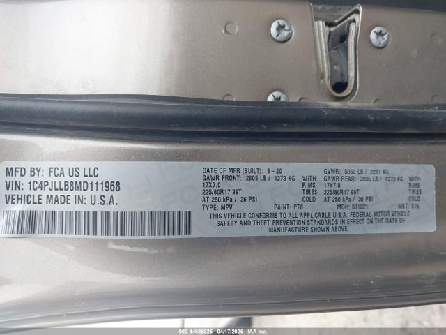 Продаж на аукціоні авто 2021 Jeep Cherokee Latitude Plus Fwd, vin: 1C4PJLLB8MD111968, номер лоту: 44886825