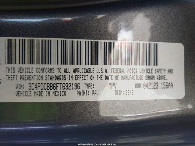 Dodge Journey Sxt 2015 3C4PDCBB6FT692196 Image 9