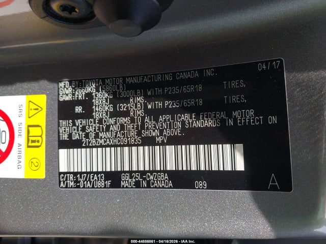 Aukcja sprzedaży 2017 Lexus Rx 350, vin: 2T2BZMCAXHC091835, numer aukcji: 44886861