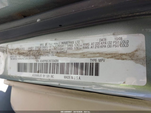 Продаж на аукціоні авто 2009 Subaru Outback 2.5i Limited, vin: 4S4BP66C897334284, номер лоту: 44886907