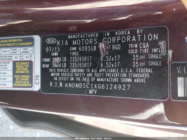 2016 KIA SEDONA KNDMB5C1XG6124927 Photo 8