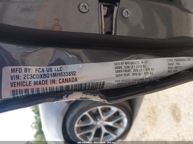 44886923 :رقم المزاد ، 2C3CDXBG1MH633892 vin ، 2021 Dodge Charger Sxt Rwd مزاد بيع
