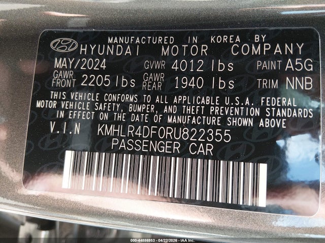 Продажа на аукционе авто 2024 Hyundai Elantra N Line, vin: KMHLR4DF0RU822355, номер лота: 44886953