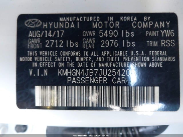 Продажа на аукционе авто 2018 Genesis G80 3.3t Sport, vin: KMHGN4JB7JU254205, номер лота: 44886964
