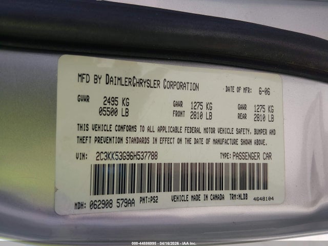 Aukcja sprzedaży 2006 Chrysler 300 Touring, vin: 2C3KK53G96H537788, numer aukcji: 44886995