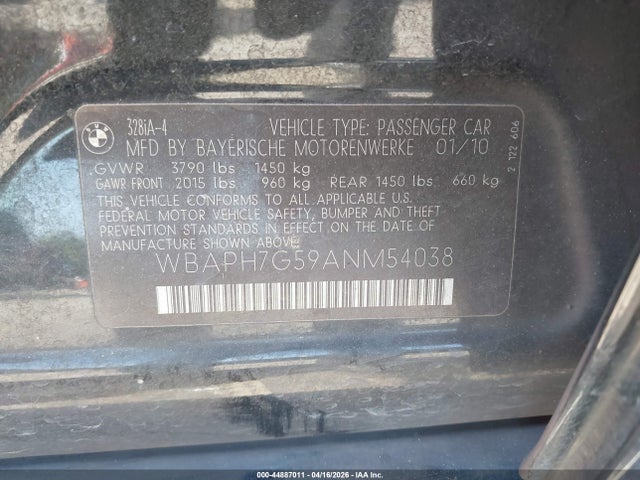 Продаж на аукціоні авто 2010 Bmw 328i, vin: WBAPH7G59ANM54038, номер лоту: 44887011
