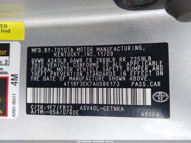 Продаж на аукціоні авто 2010 Toyota Camry Le, vin: 4T1BF3EK7AU086173, номер лоту: 44887089