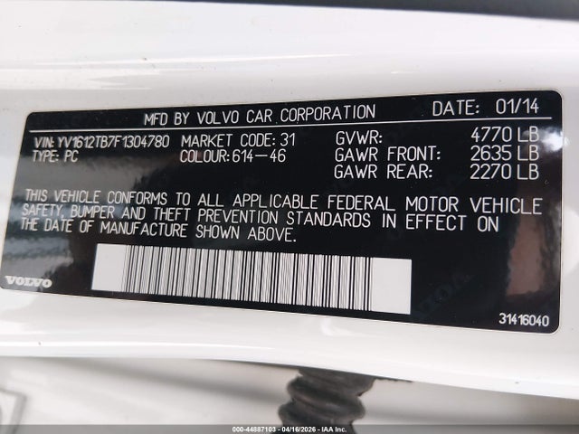Продажа на аукционе авто 2015 Volvo S60 T5 Premier, vin: YV1612TB7F1304780, номер лота: 44887103