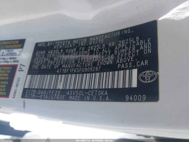 Toyota CAMRY SE 2015 4T1BF1FK5FU909287 Image 9