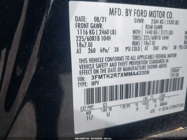 3FMTK2R7XMMA43309 Ford Mustang Mach-e California Route 1