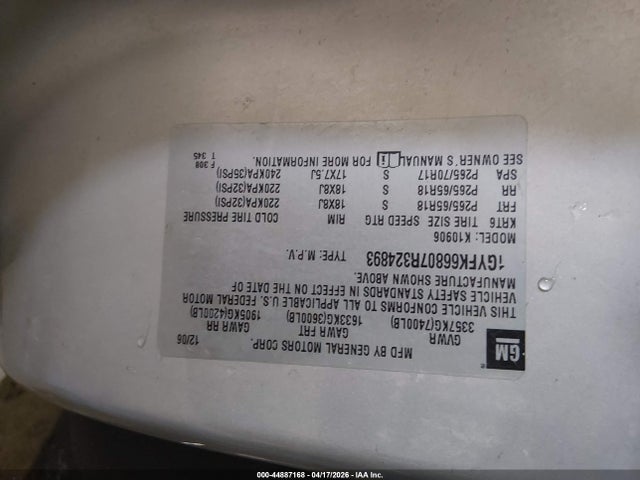 Aukcja sprzedaży 2007 Cadillac Escalade Esv Standard, vin: 1GYFK66807R324893, numer aukcji: 44887168