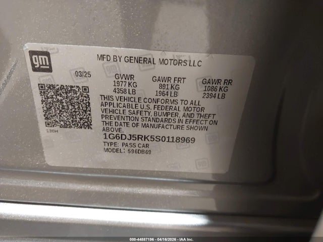 Продажа на аукционе авто 2025 Cadillac Ct4 Luxury Rwd, vin: 1G6DJ5RK5S0118969, номер лота: 44887196