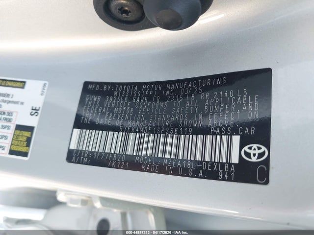 44887213 :رقم المزاد ، 5YFB4MDE1SP286119 vin ، 2025 Toyota Corolla Le مزاد بيع