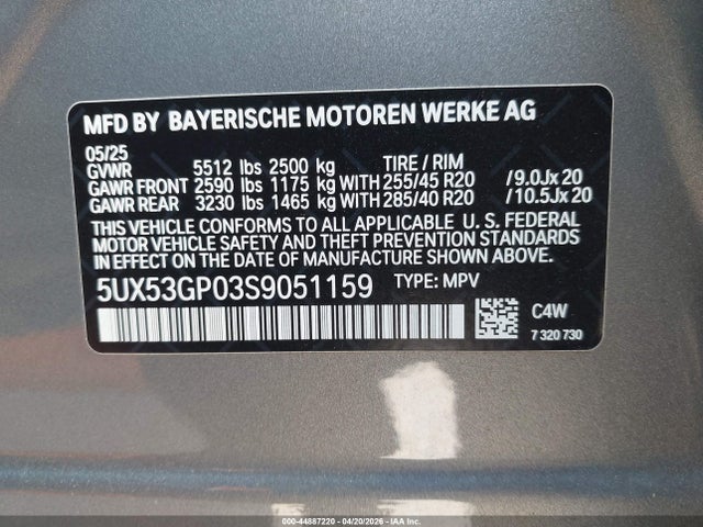 5UX53GP03S9051159 BMW X3 30 Xdrive