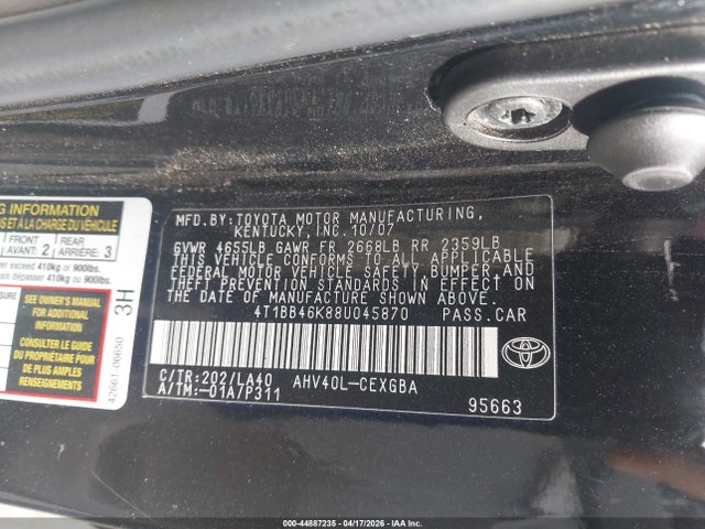 2008 TOYOTA CAMRY HYBRID 4T1BB46K88U045870 Photo 8