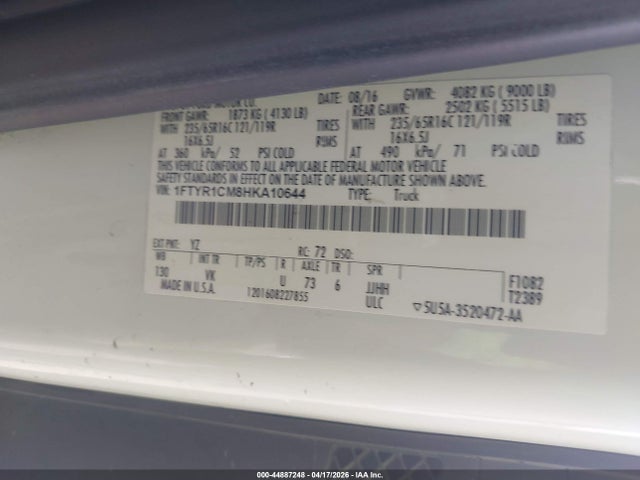 Ford Transit-250 2017 1FTYR1CM8HKA10644 Image 9