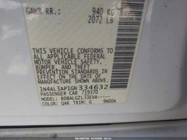 Nissan Altima 2.5 S 2016 1N4AL3AP1GN334632 Image 9