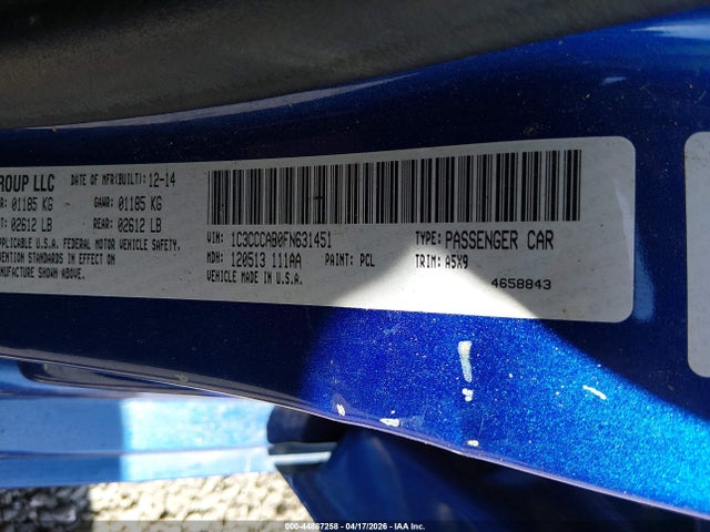 Продаж на аукціоні авто 2015 Chrysler 200 Limited, vin: 1C3CCCAB0FN631451, номер лоту: 44887258