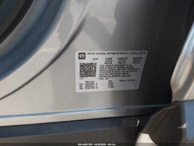 Aukcja sprzedaży 2026 Chevrolet Equinox Fwd Rs, vin: 3GNAXLEG9TL122152, numer aukcji: 44887303
