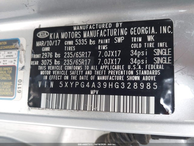 Продаж на аукціоні авто 2018 Kia Sorento 3.3l Lx, vin: 5XYPGDA55JG338954, номер лоту: 44887311