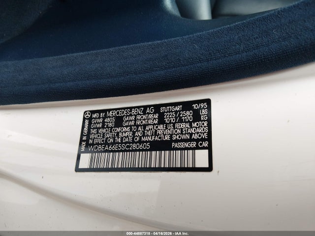 Продажа на аукционе авто 1995 Mercedes-benz E 320, vin: WDBEA66E5SC280605, номер лота: 44887318