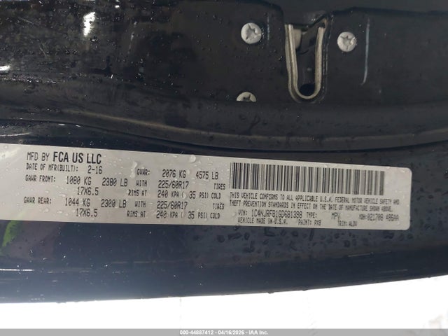 Aukcja sprzedaży 2016 Jeep Patriot High Altitude Edition, vin: 1C4NJRFB1GD681398, numer aukcji: 44887412
